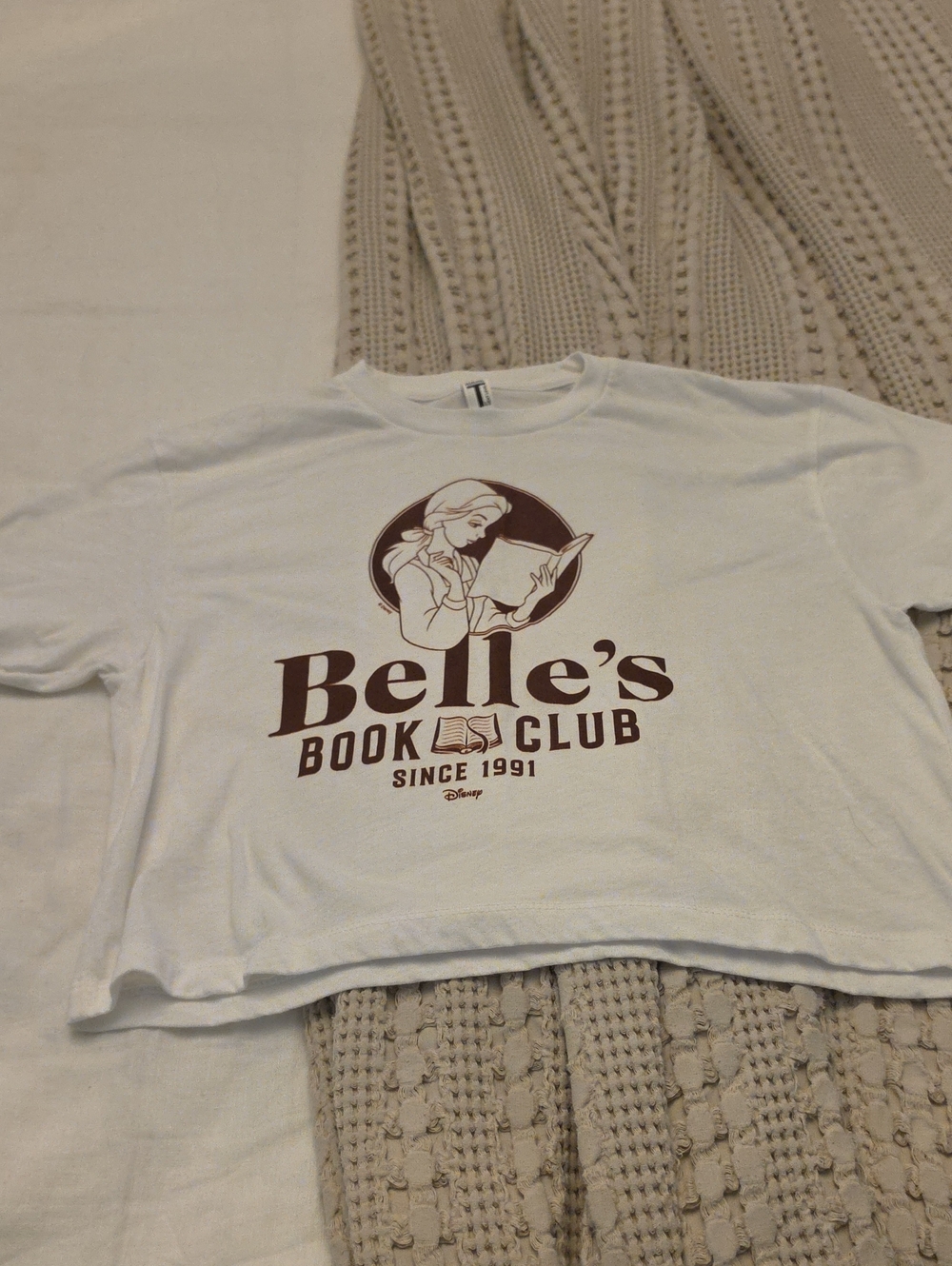 Disney White Tee with Belle's Book Club Graphic